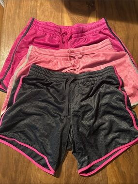 Danskin Women’s Athletic Mesh Shorts — Pink and Black Sz L